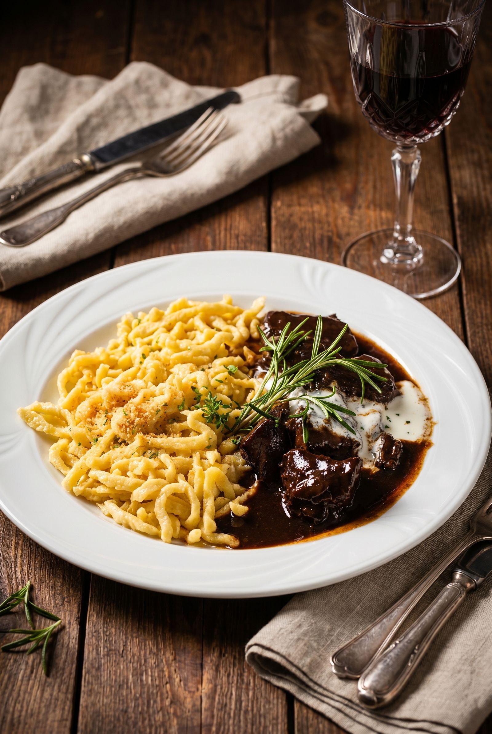 Wildgulasch mit Spätzle